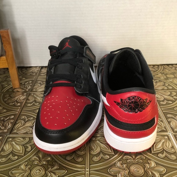 NIKE AIR JORDAN 1 LOW FLYEASE (GS) Jordan Black and Red Sneakers Men’s size 8 - Picture 10 of 16